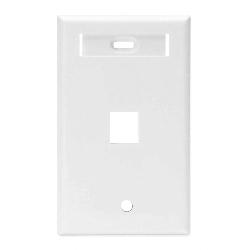 42080-1WS, Placa de pared sencilla con una ventana QuickPort y una ranura para ID, color blanco