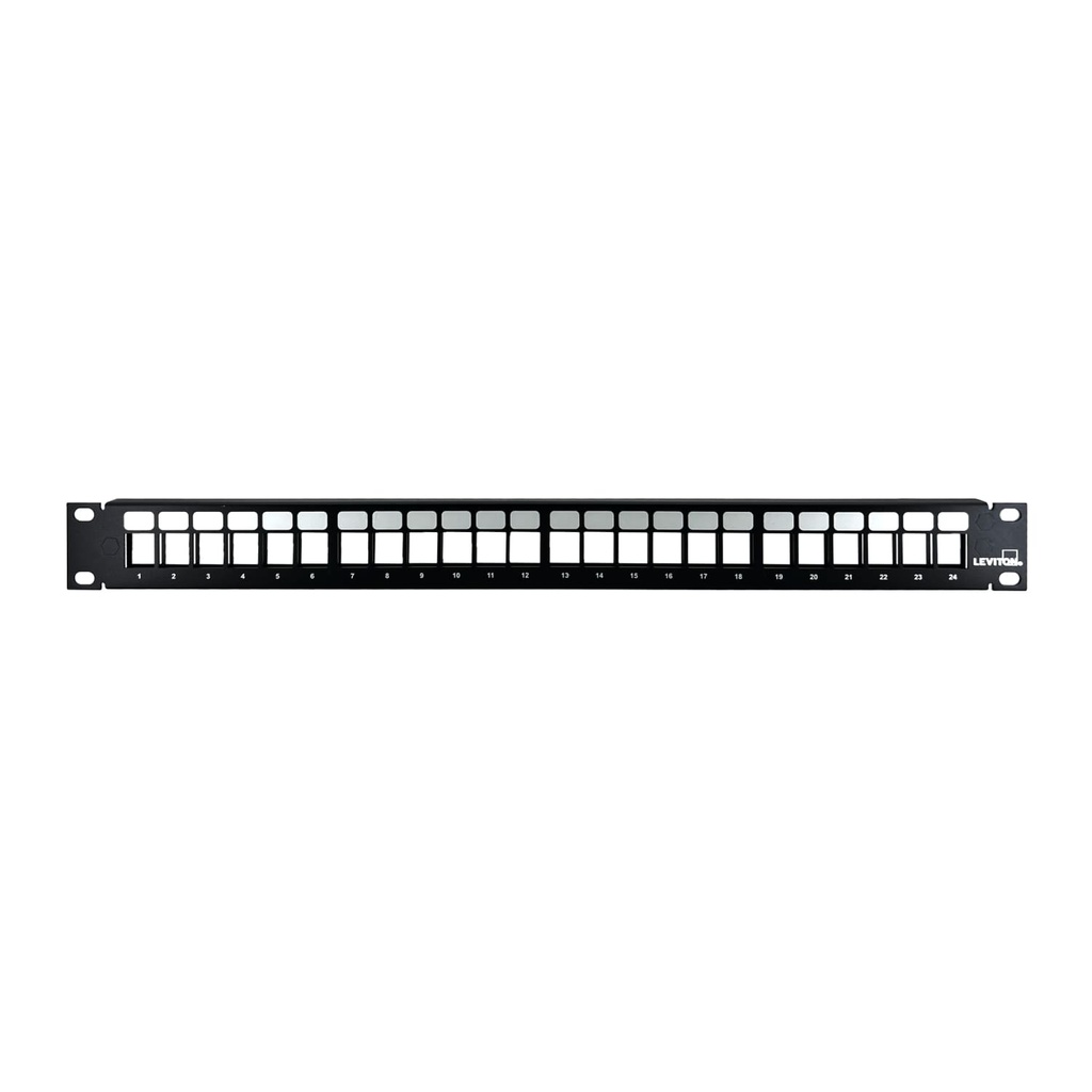 49255-H24, Panel de parcheo plano 24 puertos, para jacks QuickPort, 1UR negro.
