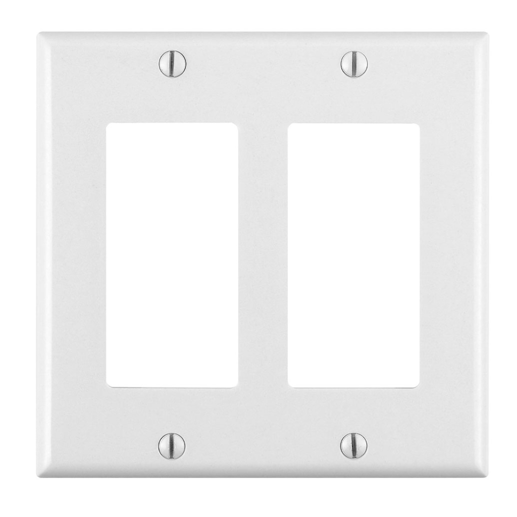 80409-00W, Placa dos ventanas con tornillos Decora, color blanco