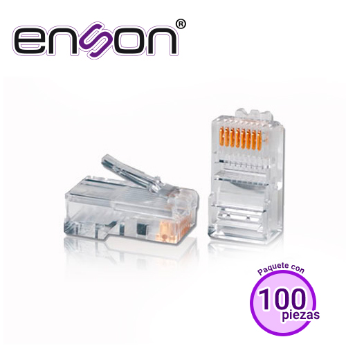 ENS-PLCAT6, Bolsa de 100 conectores RJ-45 CAT6, 8 pines de cobre velocidad de hasta 100mbs