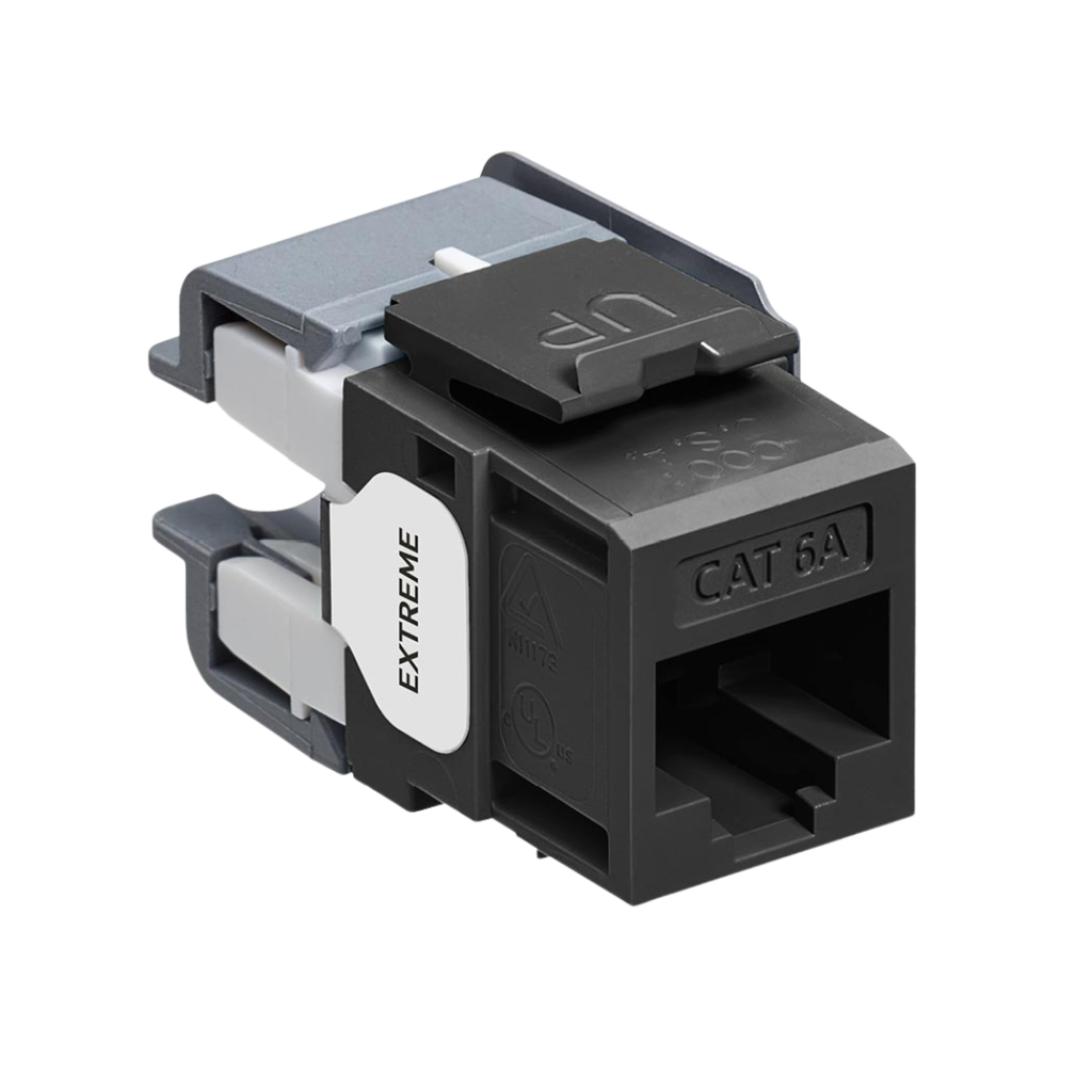6110G-RE6, Jack Cat6A, para 26 a 22AWG, remate 110, PoE 100W, QuickPort, Color negro
