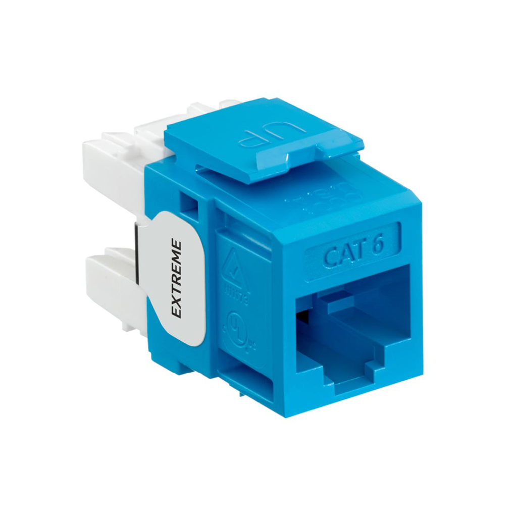 61110-RL6, Jack Cat6 EXTREME™, para 26 a 22AWG, remate 110, PoE 100W, QuickPort, Color azul