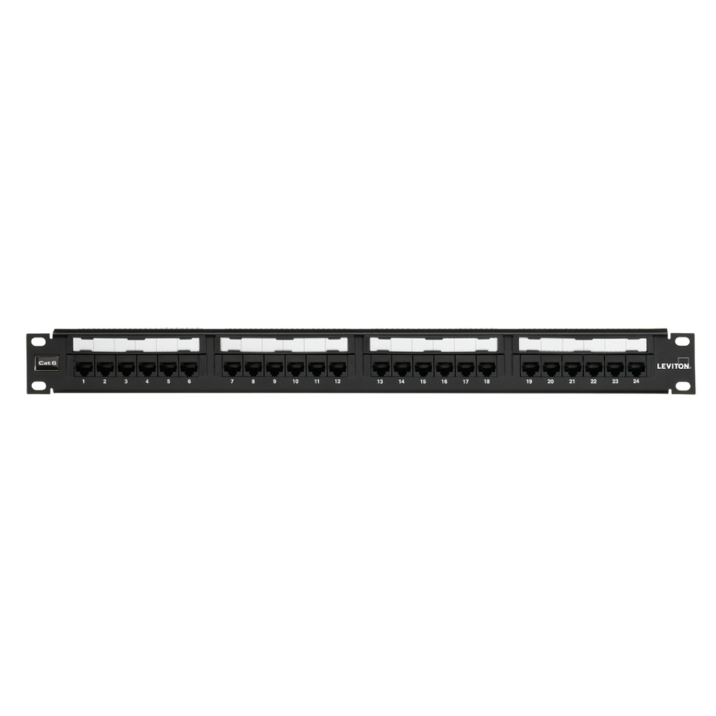 69586-U24, Panel de parcheo EXTREME® plano 24 puertos Cat.6, remate 110, 1UR negro