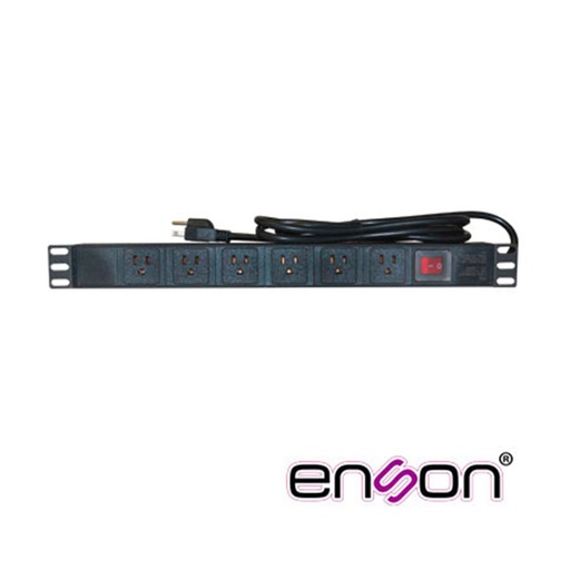 [ENS-PDU6] ENS-PDU6, Barra horizontal de 6 contactos eléctricos para rack, 1UR, 2.5 Amps