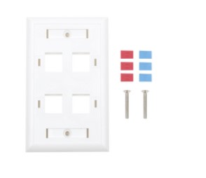 [LP-FP-24] LP-FP-24, Placa de pared, 4 puertos, Keystone, con  etiqueta, Blanco