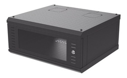 [SR-1904-GFP] SR-1904-GFP, Gabinete para Montaje en Pared, Puerta de Cristal, Cuerpo Fijo con Rack 19" de 4 Unidades