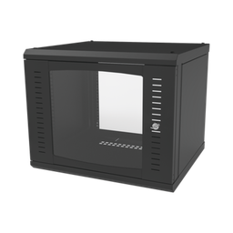 [SR-1909-GFP] SR-1909-GFP, Gabinete para Montaje en Pared, Puerta de Cristal Templado, Cuerpo Fijo con Rack 19" de 9 Unidades