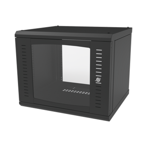 [SR-1909-GFP] SR-1909-GFP, Gabinete para Montaje en Pared, Puerta de Cristal Templado, Cuerpo Fijo con Rack 19" de 9 Unidades