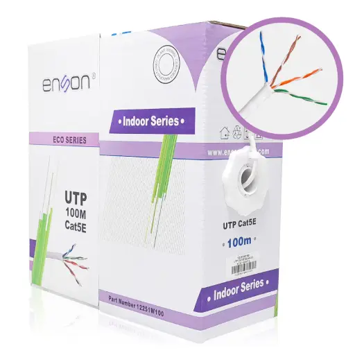 [12251W100] 12251W100, Cable UTP Cat5E serie ECO, Cal 24AWG CCA, Bobina 100Mts, PVC Color Blanco, Uso Interior