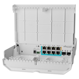 [CSS610-1GI-7R-2S+OUT] CSS610-1GI-7R-2S+OUT, NetPower Lite 7R, Switch Smart 7 puertos PoE Inverso Gigabit, 2 SFP+ 10G, para exterior, SwitchOS Lite