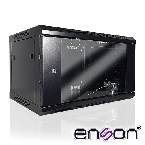 [ENS-RKGB6UD] ENS-RKGB6UD, Gabinete de pared ENSON 6UR puerta frontal de cristal templado con cerradura