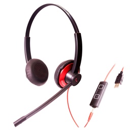 [EPIC 502-R] EPIC 502-R, Diadema UC, control llamada, mute y vol, 3.5mm y USB, Rojo (Binaural)