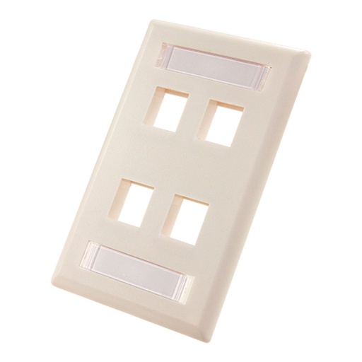[305-319ID_4P_WH] ​305-319ID/4P/WH, Placa de pared con 4 puertos y espacios para identificar, color blanco acabado mate
