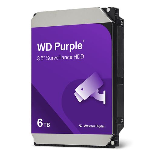[WD64PURZ] WD64PURZ, Disco Duro Serie Purple, 6TB, SATA 6Gb/s, 3.5", velocidad 175MB/s, Caché 256MB, para videovigilancia 7x24