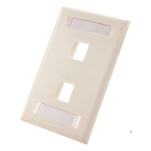 [305-311ID_2P_WH] 305-311ID/2P/WH, Placa de pared con 2 puertos y espacios para identificar, color blanco acabado mate
