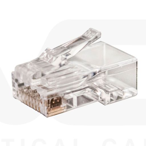 [012-023/EZF-100] 012-023/EZF-100, Plug RJ45 Cat6 modular de paso, para cable sólido, con chapa de oro, 100 piezas