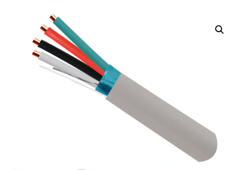 [210-224SO_S_5GY] 210-224SO/S/5GY, Cable de Seguridad de Alarma, Sólido, Blindado, 22AWG, 4 Conductores, 500FT, Caja de extracción, Gris