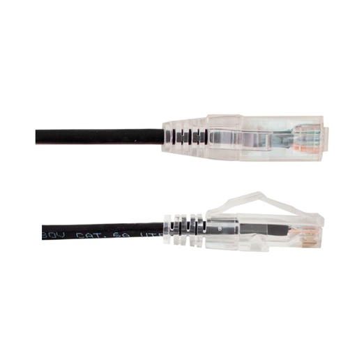 [077-2028_2BK] 077-2028/2BK, Patch Cord Cat 6A color negro, 2 pies (60 cms), diámetro reducido, inyección de molde