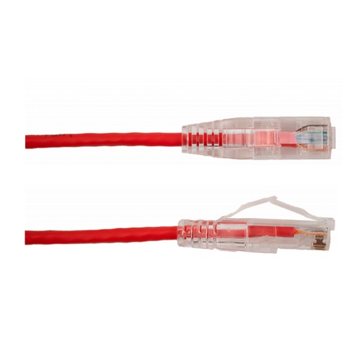 [077-2034_2RD] 077-2034/2RD , Patch Cord Cat 6A color rojo, 2 pies (60 cms), diámetro reducido, inyección de molde
