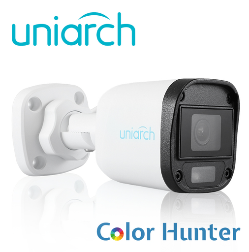 [UAC-B115-F28-W] UAC-B115-F28-W,UAC-B115-F28-W, Cámara análoga mini bullet, color hunter, UNIARCH, 5 MP, TVI: 5MP@20fps, lente de 2.8, DWDR, IR 20M, giro de 180° (horizontal y vertical), IP 67, 12 VCD