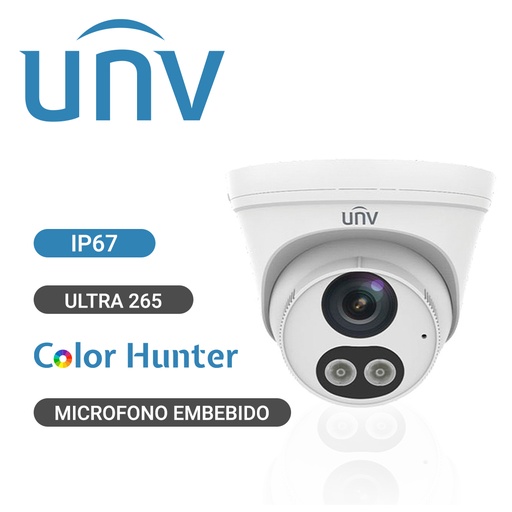 [IPC3612LB-AF28K-WL] IPC3612LB-AF28K-WL, Cámara IP Domo Turret ColorHunter, 2MP, lente 2.8mm, Micrófono integrado, DWDR, Exterior, 30m, detección de audio, ONVIF, 3 Axis, Serie EASY, PoE AF, 12 VCD