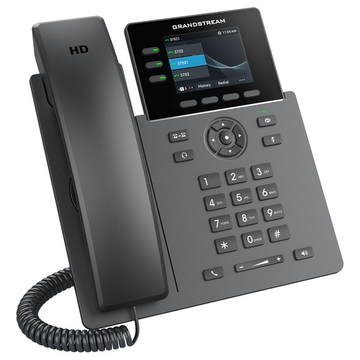 [GRP2611G] GRP2611G, Teléfono IP HD Carrier-Grade, 3 cuentas SIP, LCD 2.8" color. 2 x GigaEth con PoE, adaptador incluido