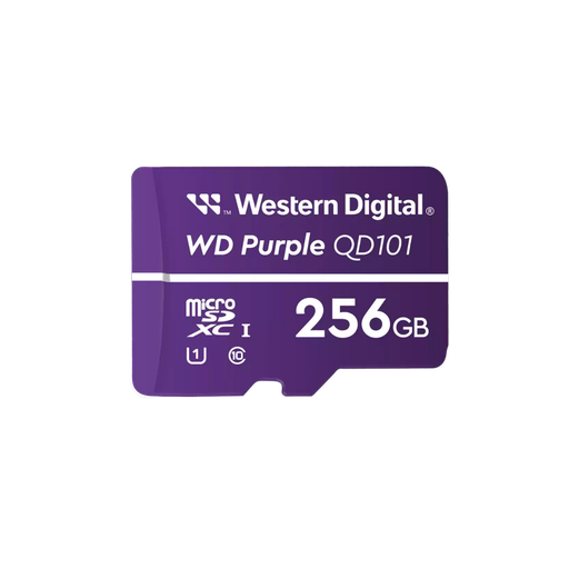 [WDD256G1P0C] WDD256G1P0C, Tarjeta Memoria MicroSD XC 256GB, Serie Purple, para Videovigilancia 7x24. Ideal para IP-PBX, cámaras IP o DVR móviles