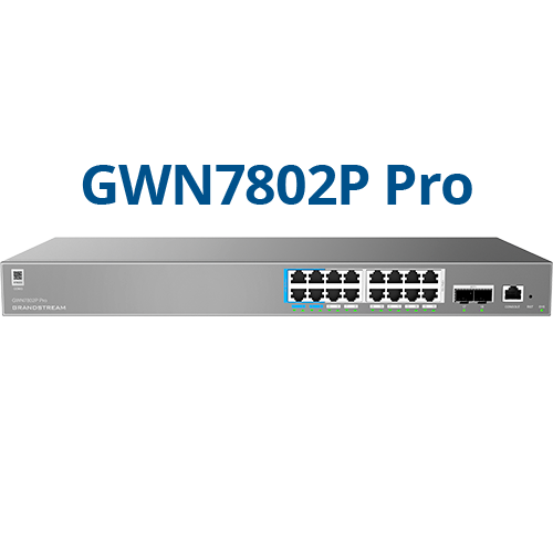 [GWN7802P-Pro] GWN7802P-Pro, Switch PoE Administrable capa 2++, 16 x GigaEth PoE/PoE+/PoE++ y 2 x 10Giga SFP+, 294.4w, 60w máx puerto PoE