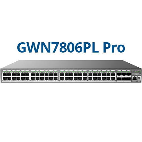 [GWN7806PL-Pro] GWN7806PL-Pro, Switch PoE Administrable capa 2++, 48 x GigaEth PoE/PoE+ y 6 x 10Giga SFP+, 509.3w, 30w máx puerto PoE