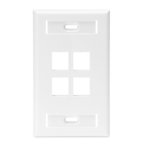 [42080-4WS] 42080-4WS, Placa de pared sencilla con cuatro ventana QuickPort y dos ranura para ID, color blanco